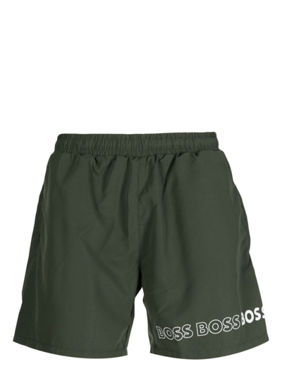 HUGO BOSS DOLPHIN LOGO-PRINT SWIM SHORTS