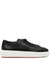 Santoni Leather Sneakers In Black