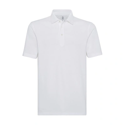 Brunello Cucinelli Men's Solid Pique Polo Shirt In Blanc