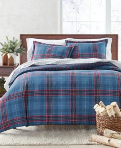 Charter Club Navy Plaid Flannel Comforters Created For Macys In Blue Plaid