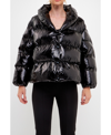 Endless Rose Belted Puffer Jacket In Black