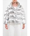 Endless Rose Belted Puffer Jacket In Metallic
