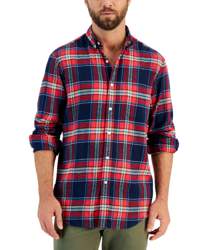 Club Room Men's Regular-fit Plaid Flannel Shirt, Created For Macy's In Fire