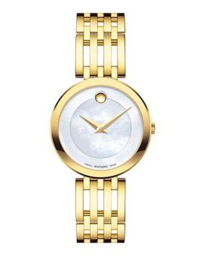 Movado Esperanza Mother-of-pearl & Goldtone Stainless Steel Bracelet Watch In White/gold