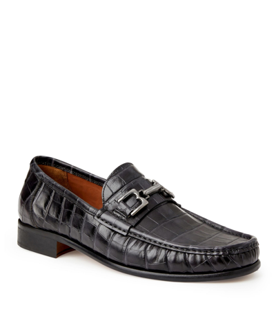 Bruno Magli Men's Trieste Crocodile-embossed Leather Loafers In Black/crocodile