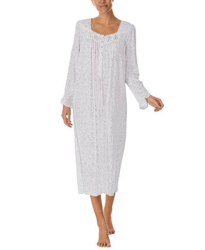 Eileen West Women's Embellished Floral Flannel Nightgown In White Floral