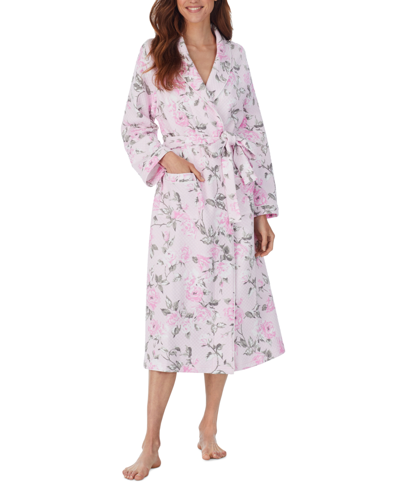 Eileen West Women's Diamond Quilted Ballet Wrap Robe In Rose Floral