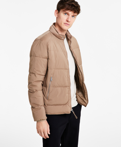 Calvin Klein Men's Stretch Medium Weight Moto Jacket In Nude