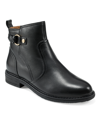 Easy Spirit Women's Eflex Jules Almond Toe Block Heel Casual Booties In Black Leather