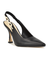 Nine West Veroni Womens Stretch Leather Slingback Heels In Black Leather