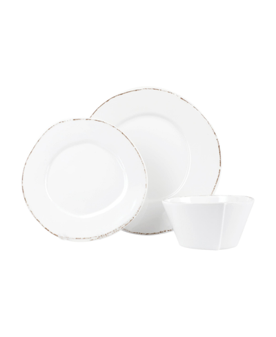 Vietri Melamine Lastra Holiday 3pc Place Setting In White