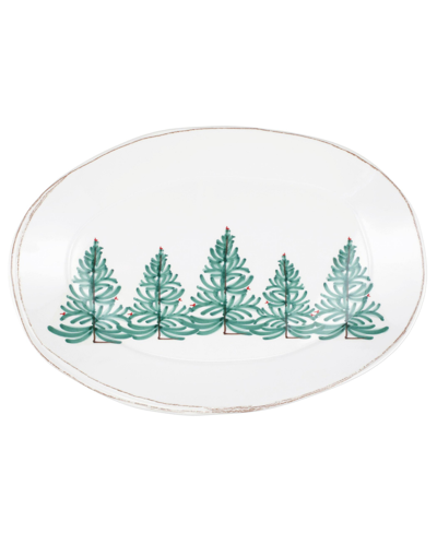 Vietri Melamine Lastra Holiday Oval Platter 18'' In White
