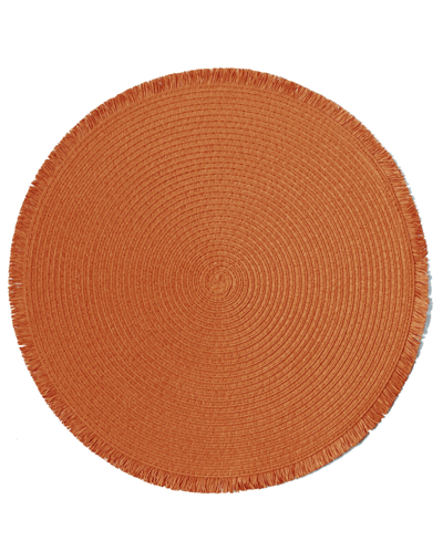Benson Mills Fringed Round Placemat, Set Of 4 In Persimmon
