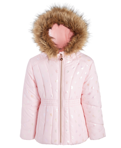 S Rothschild & Co Toddler Foiled Quilted Puffed Jacket In Pink Unicorns