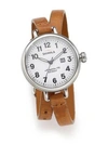 Shinola Birdy Rose Stainless Steel & Leather Double-Wrap Watch