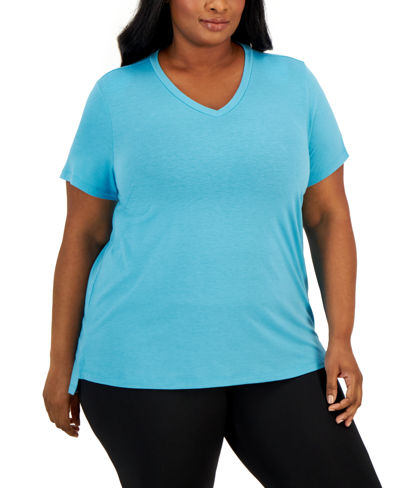 Id Ideology Plus Size High-low V-neck T-shirt, Created For Macy's In Sea Shore