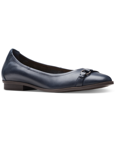 Clarks Women's Lyrical Sky O-ring Strapped Ballet Flats In Navy Leath