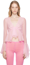 BLUMARINE PINK RUFFLED BLOUSE