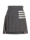 Thom Browne Grey Wool 4-bar Pleated Miniskirt