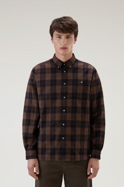 Woolrich Men Brown Check Size M In Brown Check