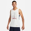 Nike Mens  Dri-fit Primary Hoops Tank In Summit White/red/blue