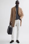 Reiss Gable Wool-blend Coat In Camel