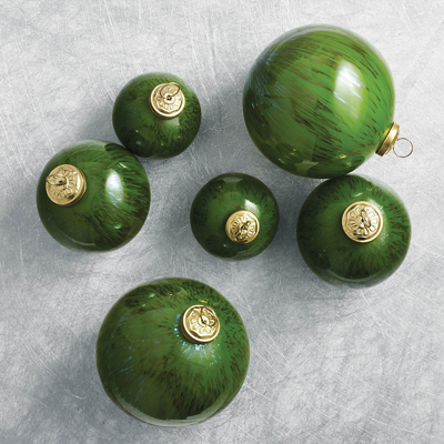 Frontgate Marble Glass Ornaments, Set Of Six