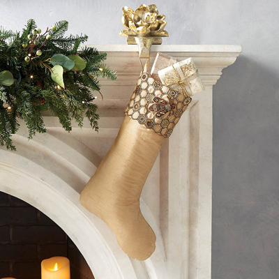 Frontgate Bee And Honeycomb Embellished-border Stocking