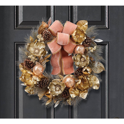 Frontgate Metallic Wonder Lush Ribbon Wreath