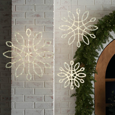 Frontgate Snowflake With Mini Led Lights, Set Of Three