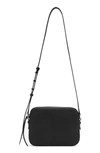 Allsaints Captain Square Leather Crossbody Bag In Black Pebble