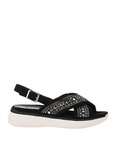 My Twin Twinset Woman Sandals Black Size 7 Soft Leather In Black