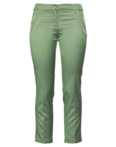 Jacob Cohёn Woman Cropped Pants Green Size 30 Cotton, Viscose, Elastane
