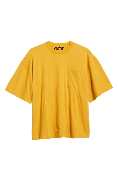 Pas Une Marque Boxy Crewneck Cotton Pocket T-shirt In Amber