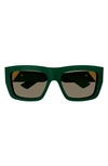 Bottega Veneta Bv1178s Acetate & Metal Rectangle Sunglasses In Green