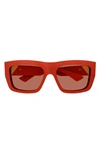 Bottega Veneta Bv1178s Acetate & Metal Rectangle Sunglasses In Orange