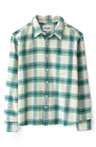 Corridor Jewel Plaid Cotton Flannel Button-up Shirt In Green