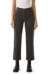 Eileen Fisher High-rise Cropped Corduroy Pants In Grave