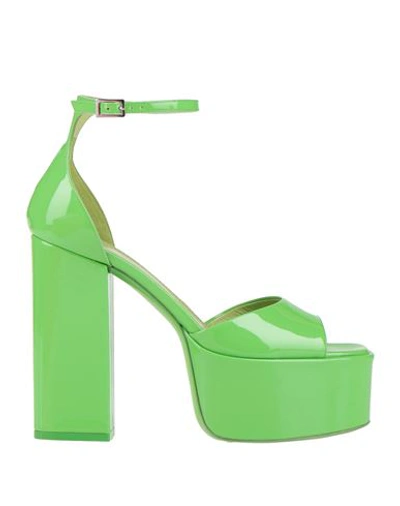 Paris Texas Woman Sandals Acid Green Size 9 Soft Leather