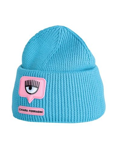 Chiara Ferragni Woman Hat Azure Size Onesize Wool, Acrylic In Blue