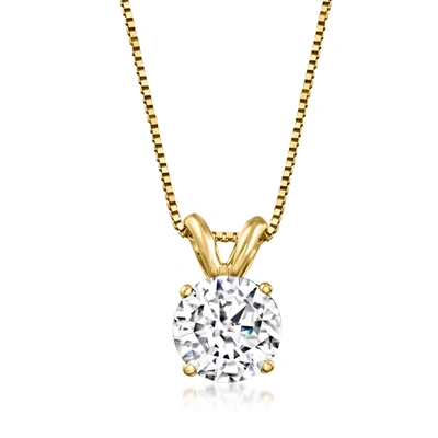 Ross-simons Diamond Solitaire Necklace In 14kt Yellow Gold In Silver