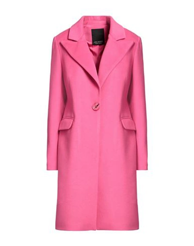 Yes London Woman Coat Fuchsia Size 8 Polyester, Viscose In Pink