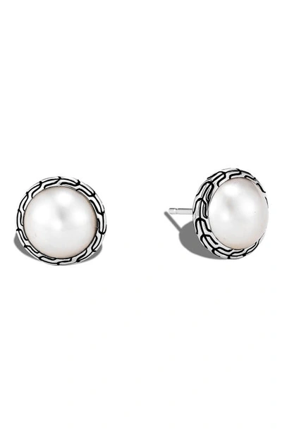 John Hardy Classic Chain Mabé Pearl Stud Earrings In White