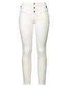 Liu •jo Woman Pants Ivory Size 28w-30l Cotton, Polyester, Elastane, Soft Leather In White