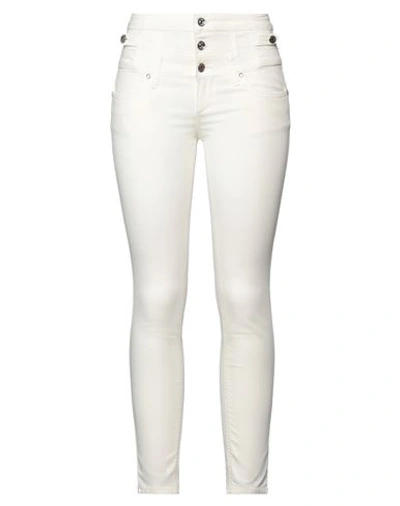 Liu •jo Woman Pants Ivory Size 28w-30l Cotton, Polyester, Elastane, Soft Leather In White