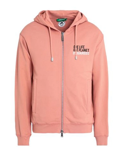 Dsquared2 Man Sweatshirt Salmon Pink Size Xl Cotton