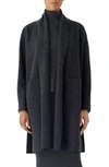 Eileen Fisher Missy Lightweight Boiled Wool Top Coat In Charcoal