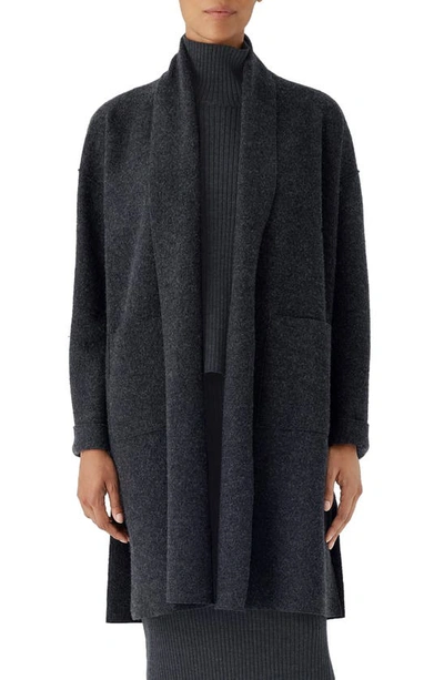 Eileen Fisher Missy Lightweight Boiled Wool Top Coat In Nocturnal
