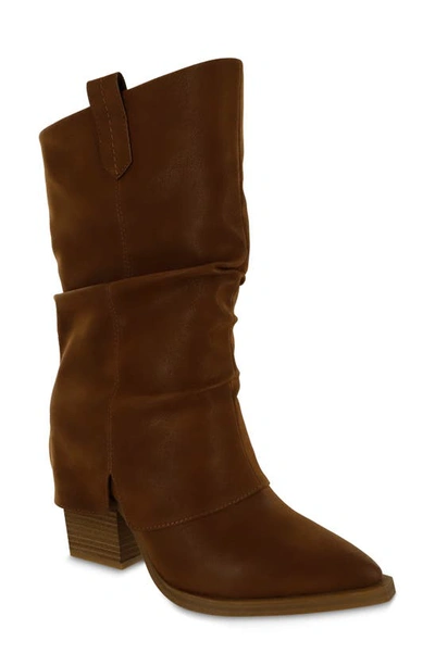 Mia Women's West Heeled Tall-shaft Slouch Cowboy Boots In Cognac