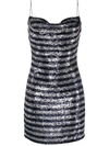 Balmain Babydoll Cowl Neck Glitter Short Dress Clothing In Blue